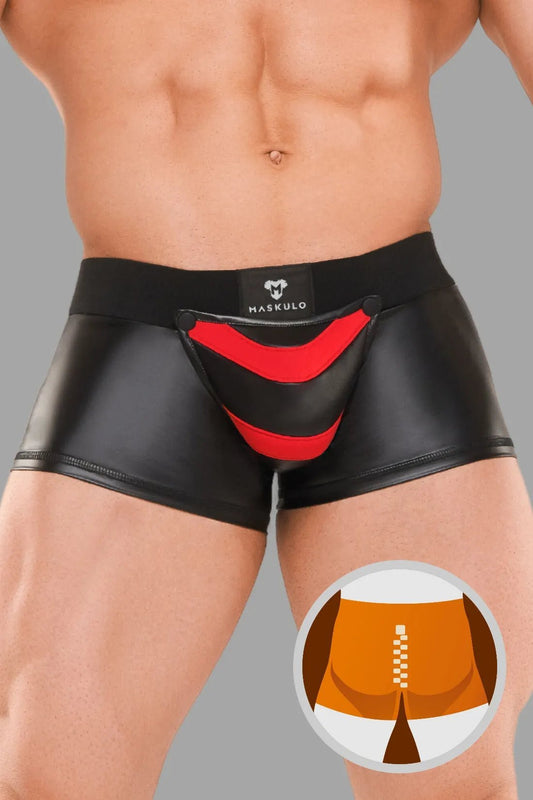 Armored Next. Trunk Shorts. Red and Black Shine - MTR103-Y1 - www.maskulo.berlin - Local store