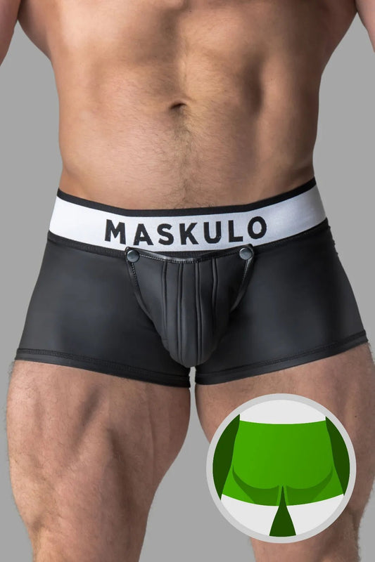 Armored. Rubber Look Trunk Shorts. Detachable Pouch. Black - MTR109-Y1 - www.maskulo.berlin - Local store
