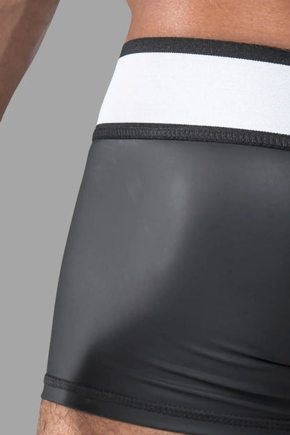Armored. Rubber look Trunk Shorts. Detachable pouch. Zippered rear. Black - MTR110 - Y1 - www.maskulo.berlin - Local store
