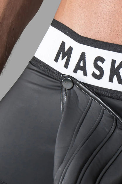 Armored. Rubber Look Trunk Shorts. Detachable Pouch. Zippered Rear. Black - MTR110-Y1 5 - www.maskulo.berlin Local City Store