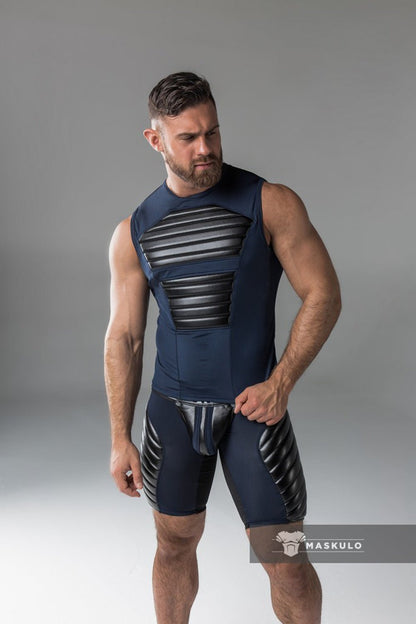 Armored Standard. Sleeveless Top with Front Pads. Blue Navy - MTP137-Y1 2 - www.maskulo.berlin Local City Store