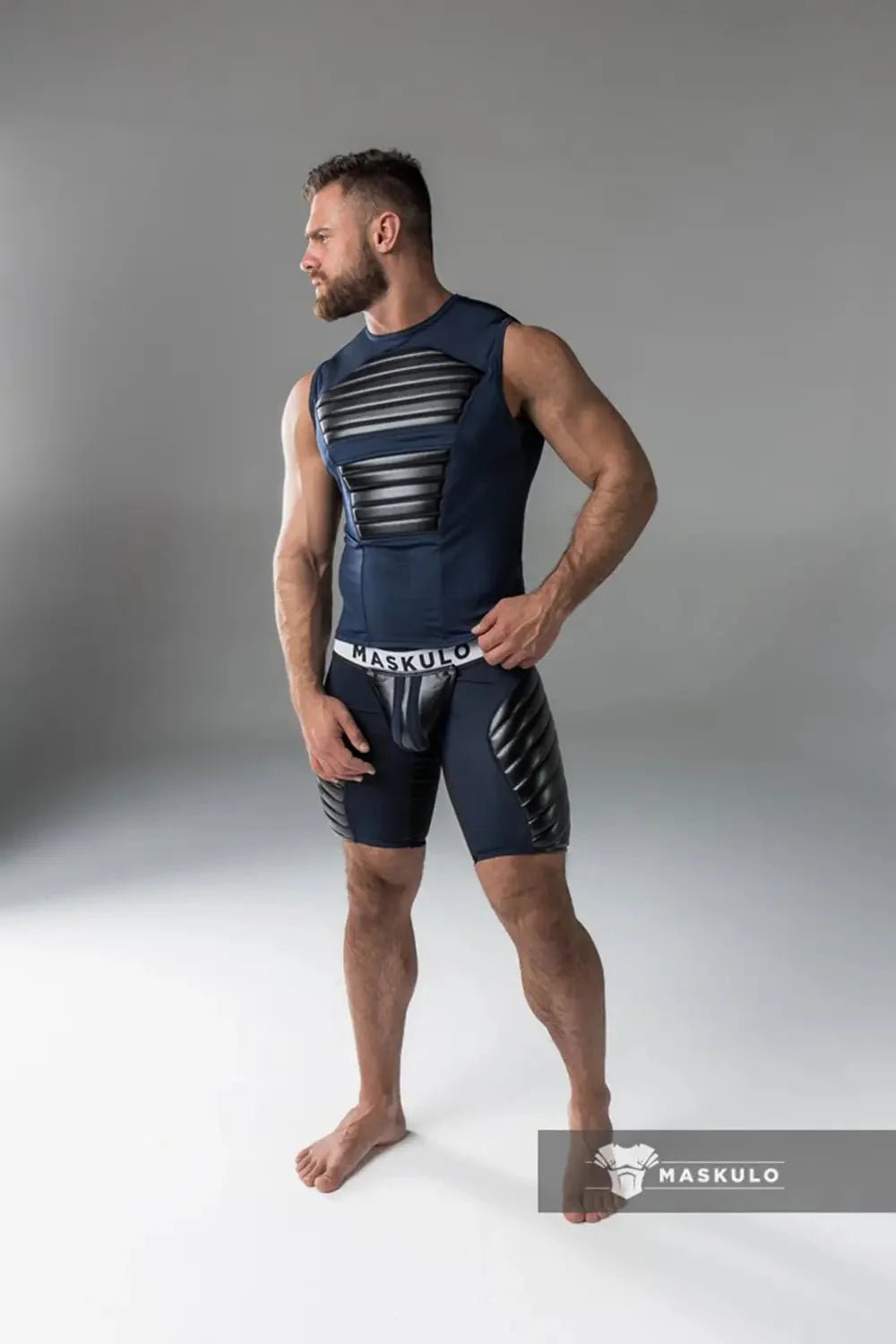Armored Standard. Sleeveless Top with Front Pads. Blue Navy - MTP137-Y1 3 - www.maskulo.berlin Local City Store