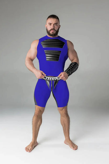 Armored Standard. Sleeveless Top with Front Pads. Blue Royal