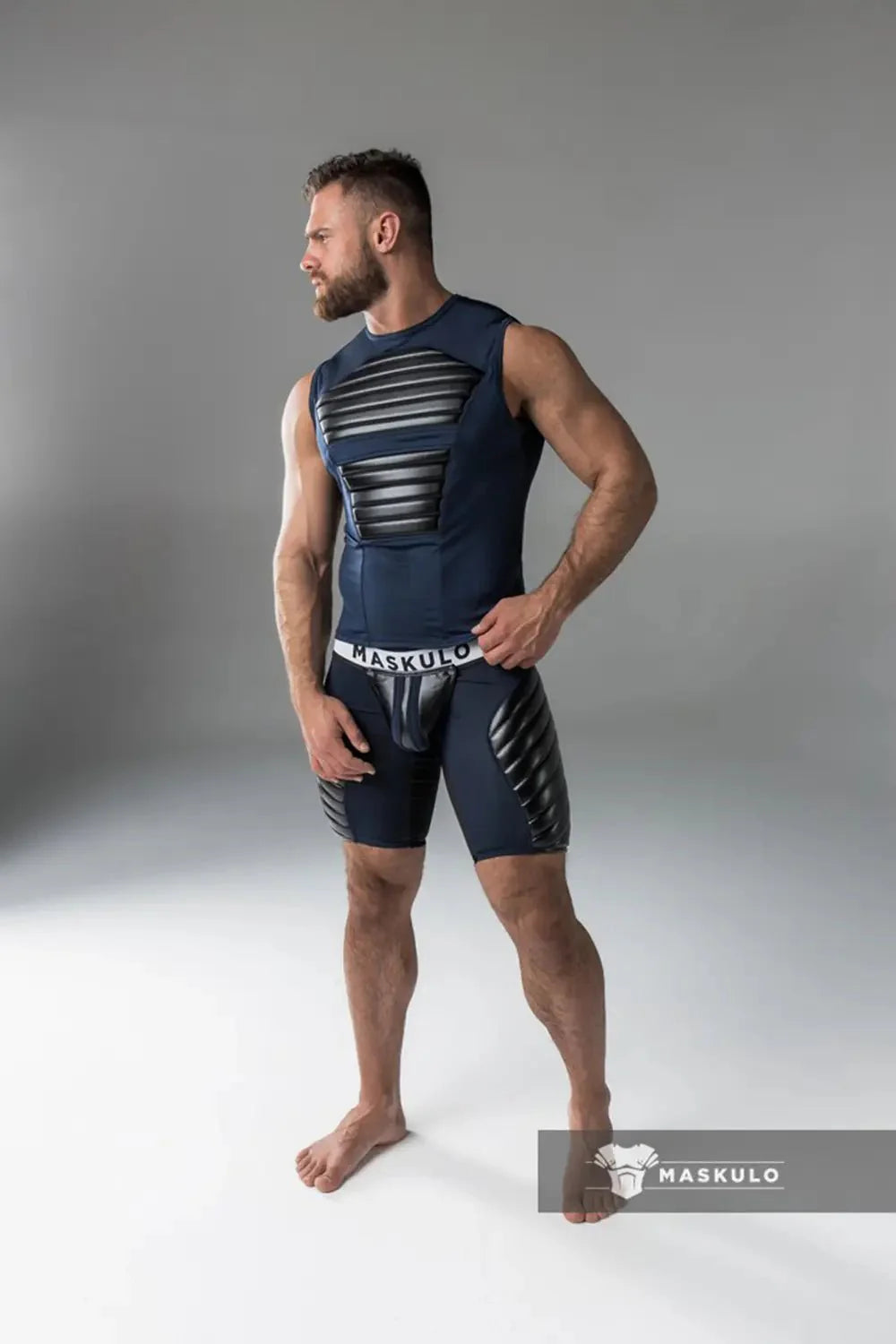 Armored Standard. Sleeveless Top with Front Pads. Blue Navy
