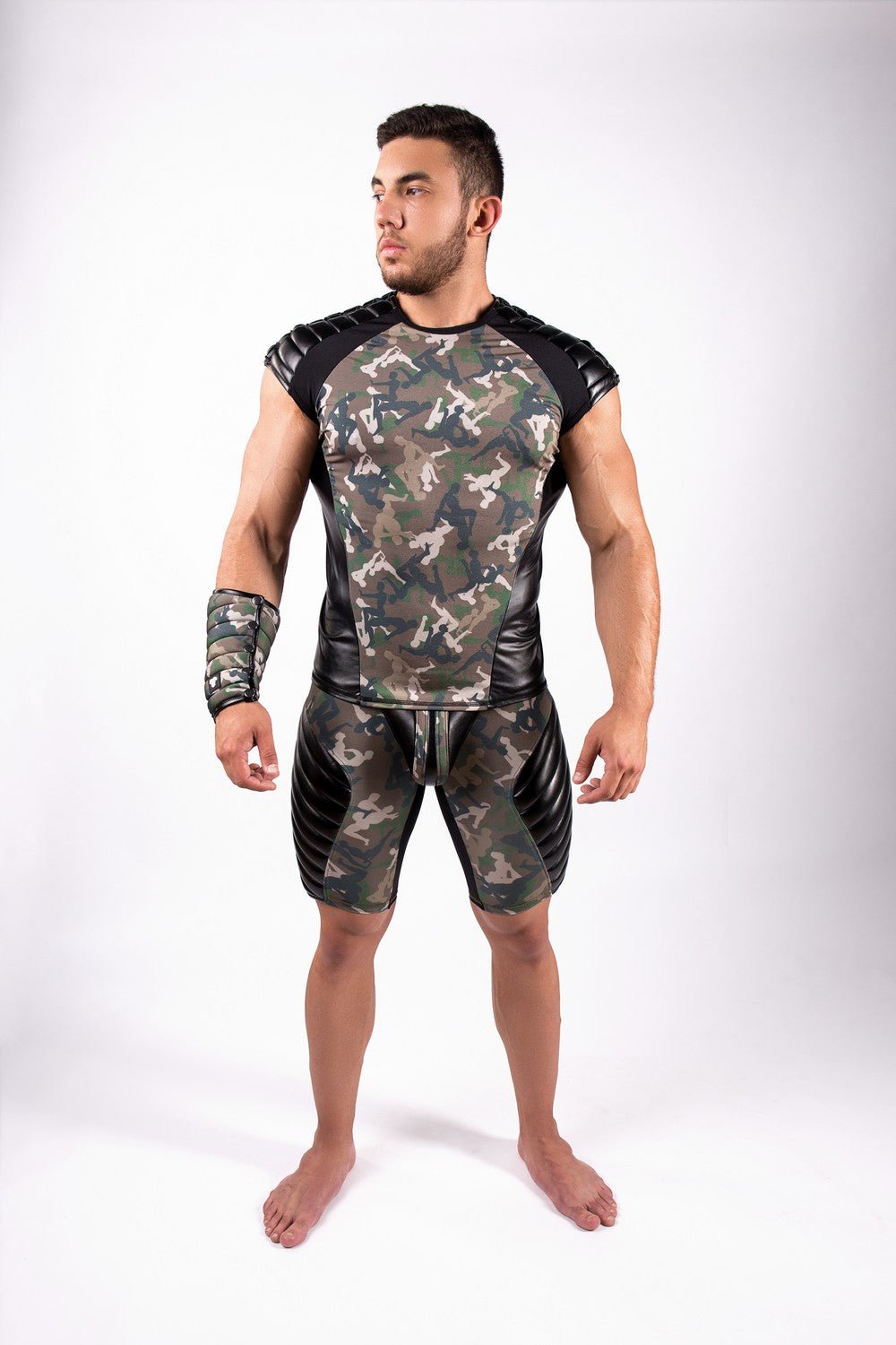 Armored Standard. Sleeveless Top with Shoulder Lacing Pads. Camouflage Woodland