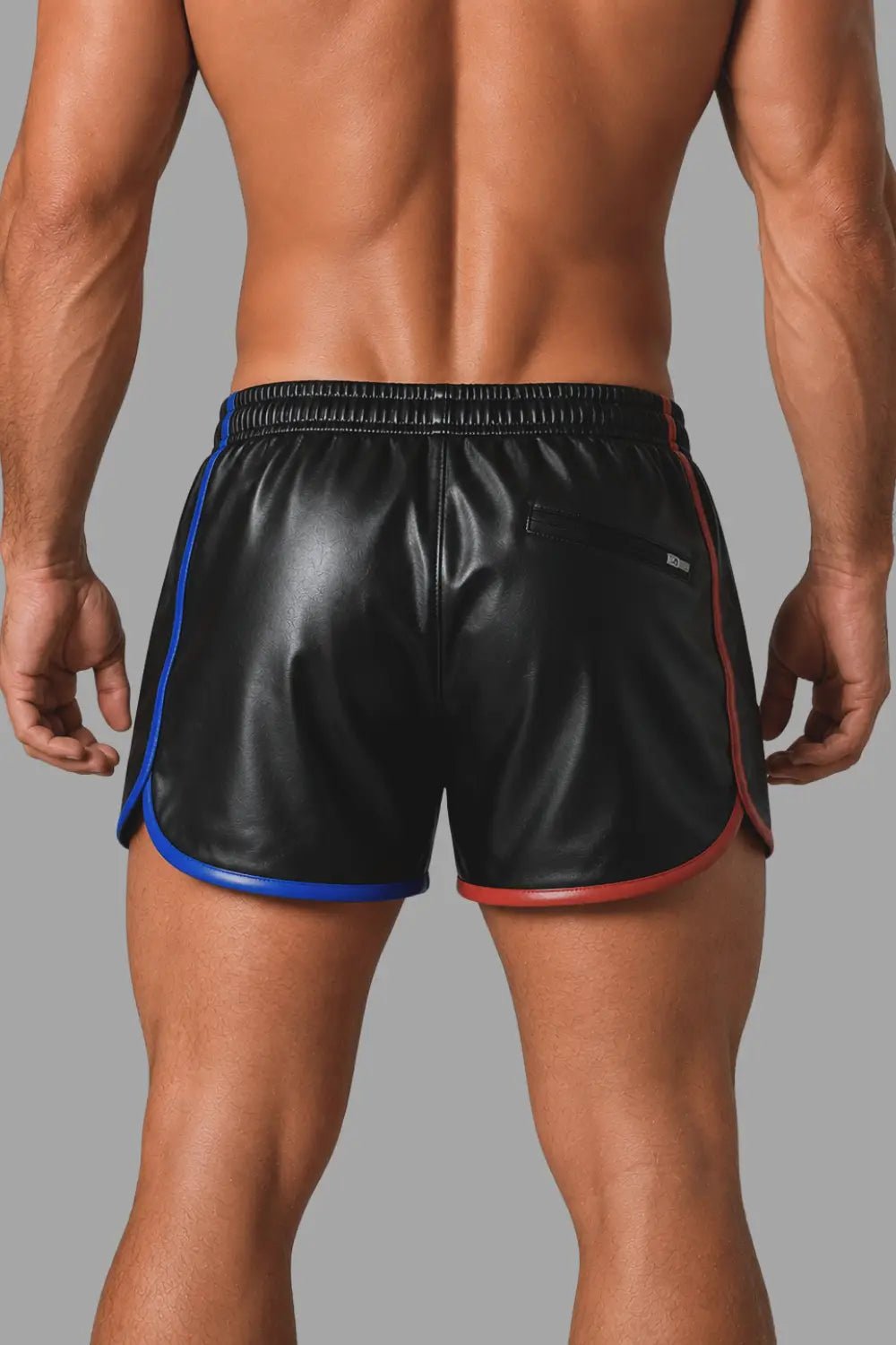 Axel GoDuo Shorts. Red + Blue. Jogging styled PU Leather Shorts MSH275 - 3 www.maskulo.berlin Local City Store