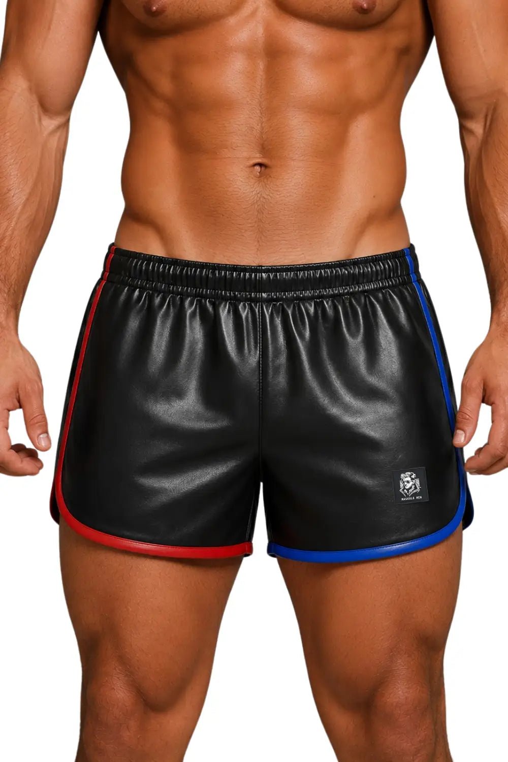 Axel GoDuo Shorts. Red + Blue. Jogging styled PU Leather Shorts MSH275 - 4 www.maskulo.berlin Local City Store