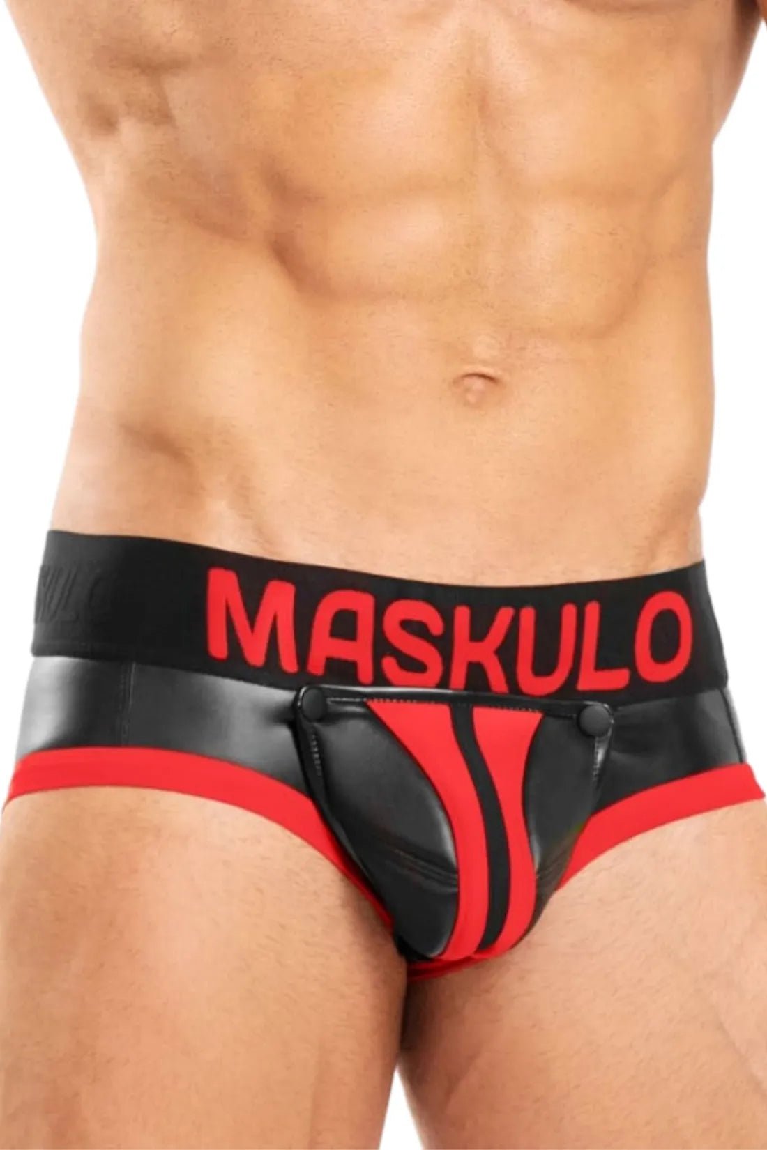Basic Briefs with Pouch Snap. Black+Red - MBR133 - Y2 - www.maskulo.berlin - Local store