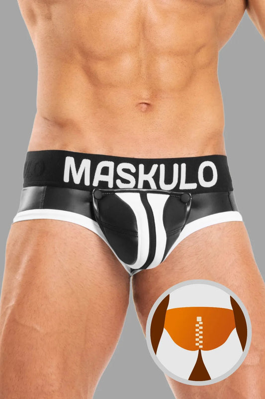 Basic Briefs with Pouch Snap. Black+White - MBR134 - Y2 - www.maskulo.berlin - Local store
