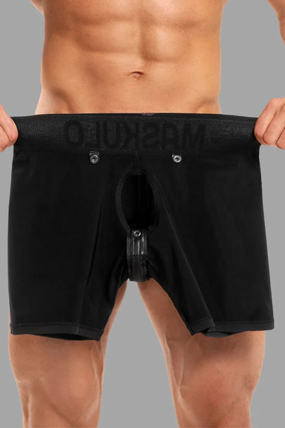 Basic Shorts With Pads. Zippered Rear. Black - MSH115-Y1 - www.maskulo.berlin - Local store