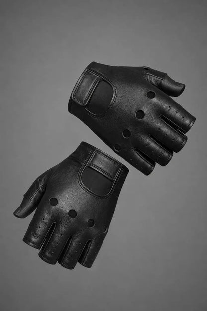 Bicycle Rider Thin PU Leather Fingerless Gloves. Black - NQ3320-YX 2 - www.maskulo.berlin Local City Store