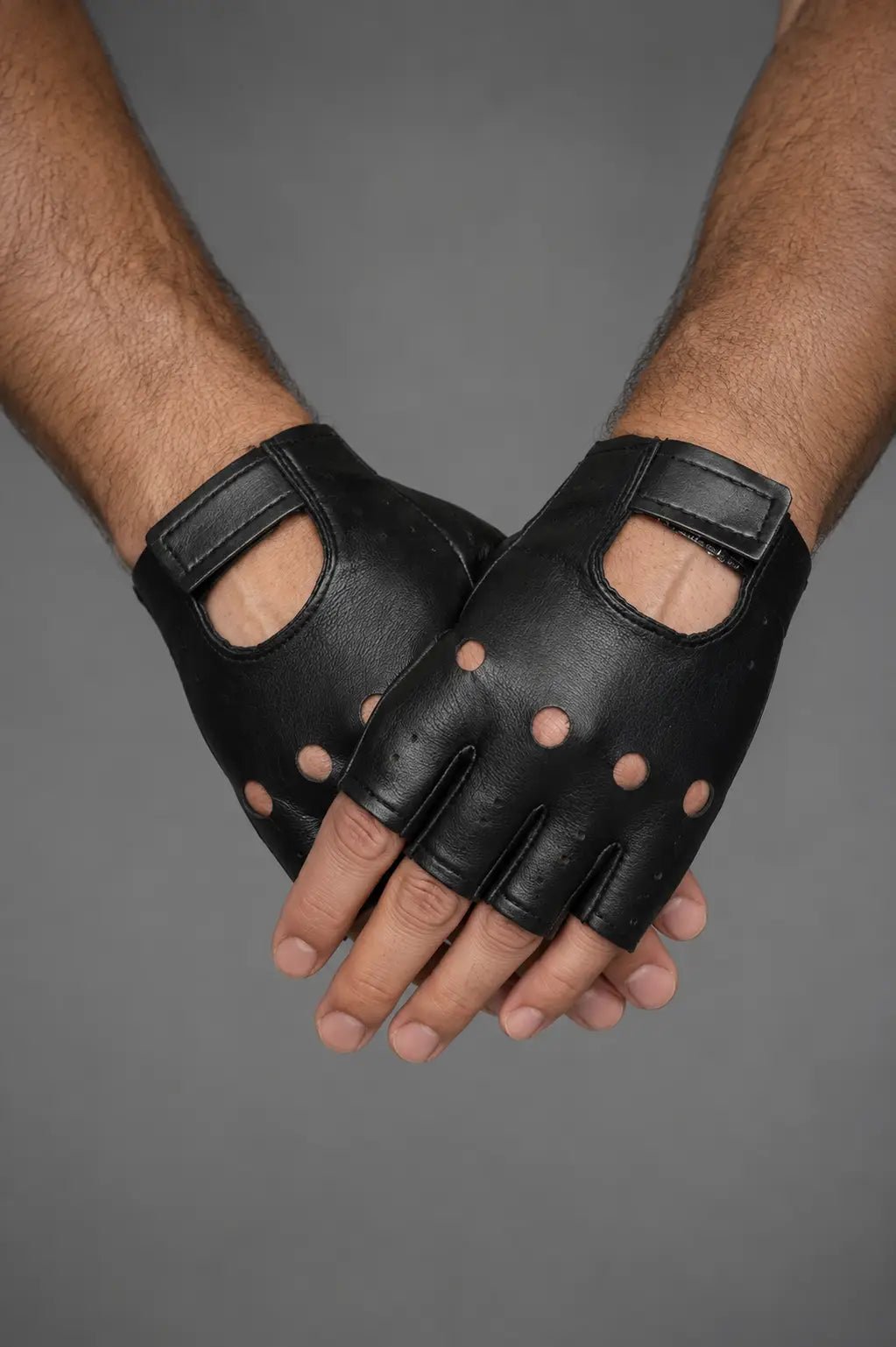 Bicycle Rider Thin PU Leather Fingerless Gloves. Black - NQ3320-YX 3 - www.maskulo.berlin Local City Store