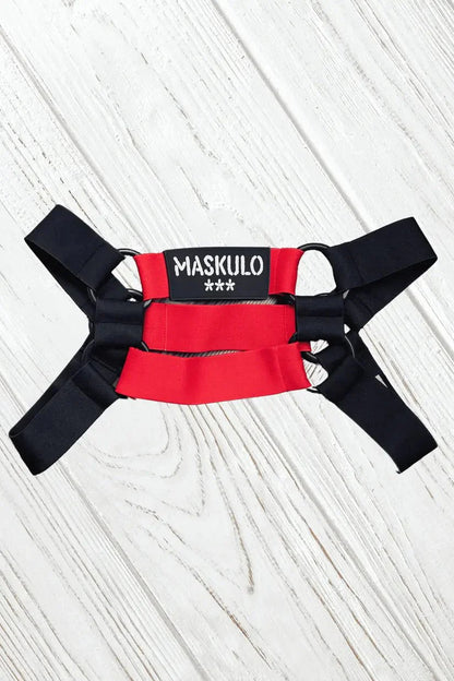 Blake Tropix. Elastic Bulldog Harness. Red - MHR212-Y1 4 - www.maskulo.berlin Local City Store