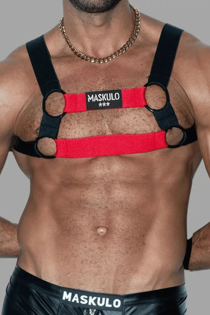 Blake Tropix. Elastic Bulldog Harness. Red - MHR212-Y1 1 - www.maskulo.berlin Local City Store