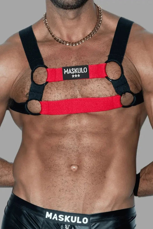 Blake Tropix. Elastic Bulldog Harness. Red - MHR212-Y1 - www.maskulo.berlin - Local store