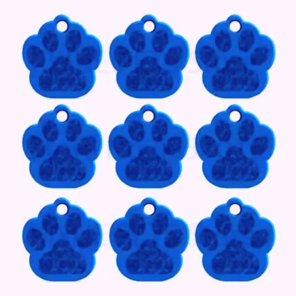 Puppy Paw 35 mm Metal Tag Keychain. Blue Royal
