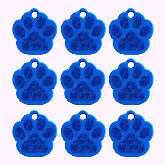 Puppy Paw 28 mm Metal Tag Keychain. Blue Royal