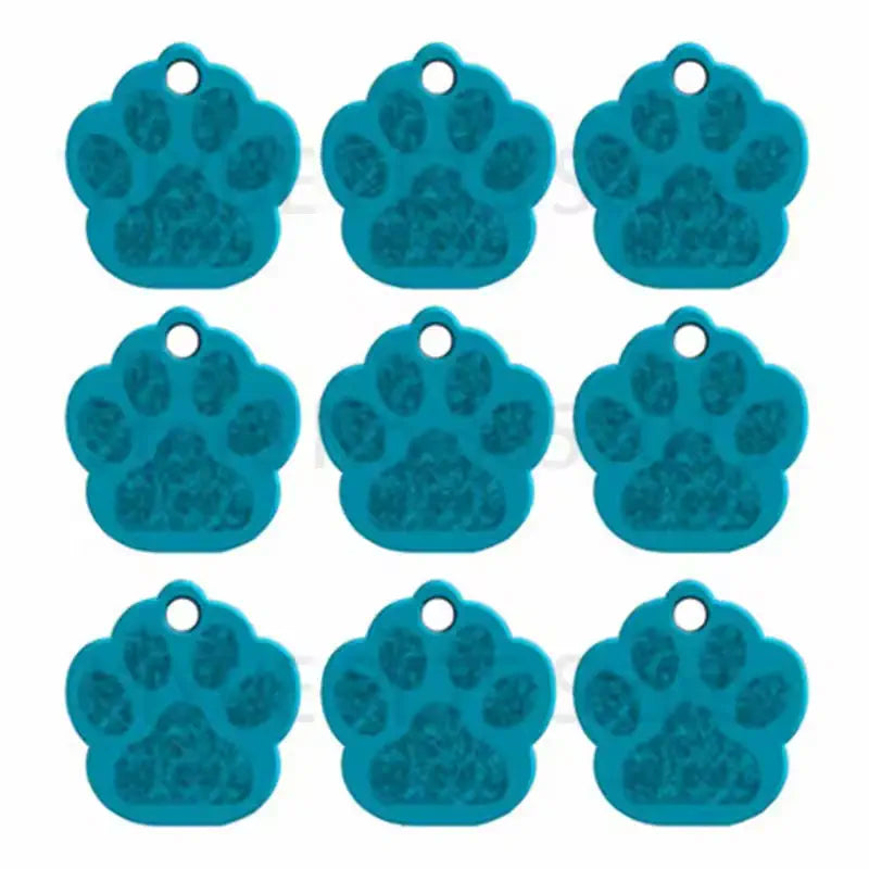 Puppy Paw 28 mm Metal Tag Keychain. Blue Sky