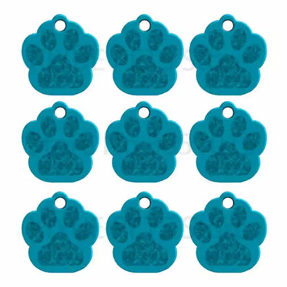 Puppy Paw 28 mm Metal Tag Keychain. Blue Sky
