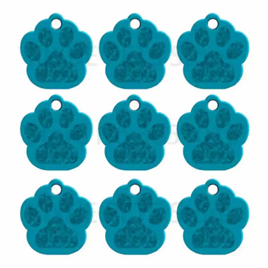 Puppy Paw 28 mm Metal Tag Keychain. Blue Sky