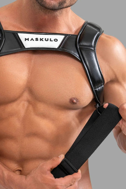 Body Harness With Push-Up Effect. Xxl Size. Black And White - MHR120-Y1 4 - www.maskulo.berlin Local City Store