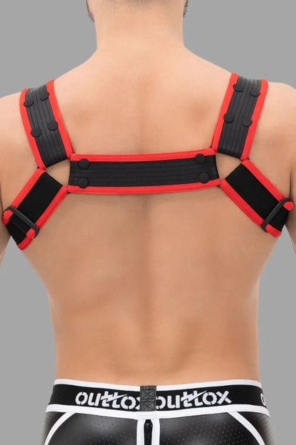 Body Harness With Snaps. Black And Red - XHR113-Y1 - www.maskulo.berlin - Local store