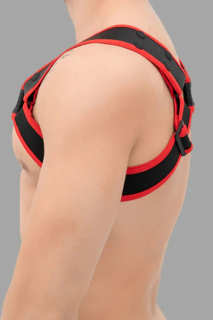 Body Harness With Snaps. Black And Red - XHR113-Y1 - www.maskulo.berlin - Local store