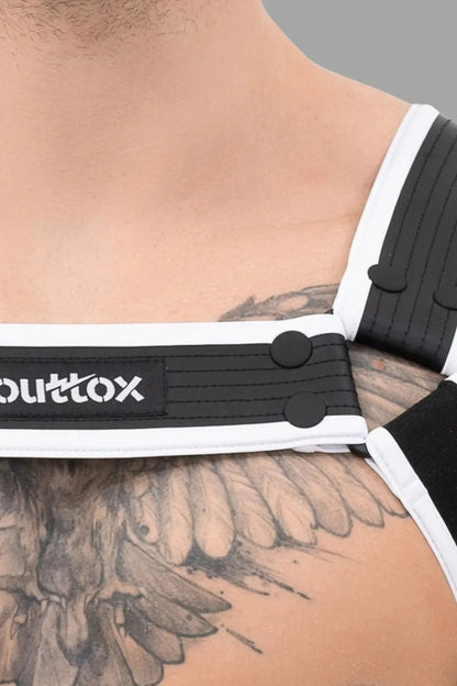 Body Harness With Snaps. Black And White - XHR117-Y1 - www.maskulo.berlin - Local store