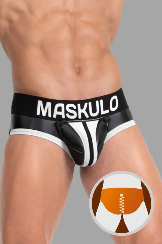 Briefs with Pads. Black and White - MBR131 - Y4 - www.maskulo.berlin - Local store
