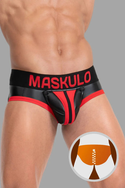 Briefs with Pads. Black+Red - MBR130 - Y1 - www.maskulo.berlin - Local store