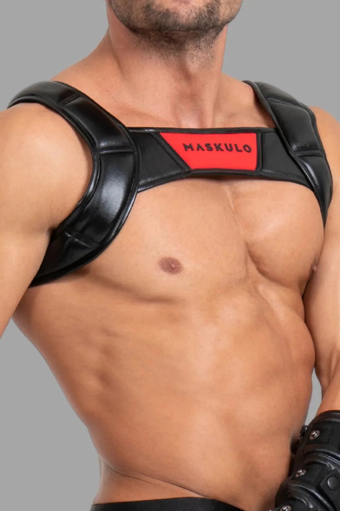 Bulldog Harness With 3D Logo. Black And Red - MHR116-Y1 1 - www.maskulo.berlin Local City Store