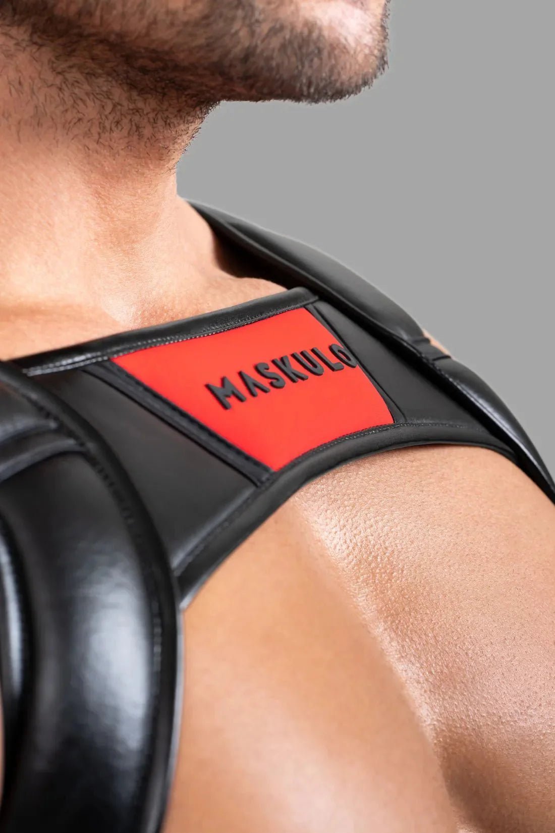 Bulldog Harness With 3D Logo. Black And Red - MHR116-Y1 5 - www.maskulo.berlin Local City Store
