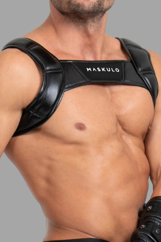 Bulldog Harness With 3D Logo. Black - MHR118-Y1 - www.maskulo.berlin - Local store