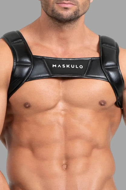 Bulldog Harness With 3D Logo. Black - MHR118-Y1 2 - www.maskulo.berlin Local City Store