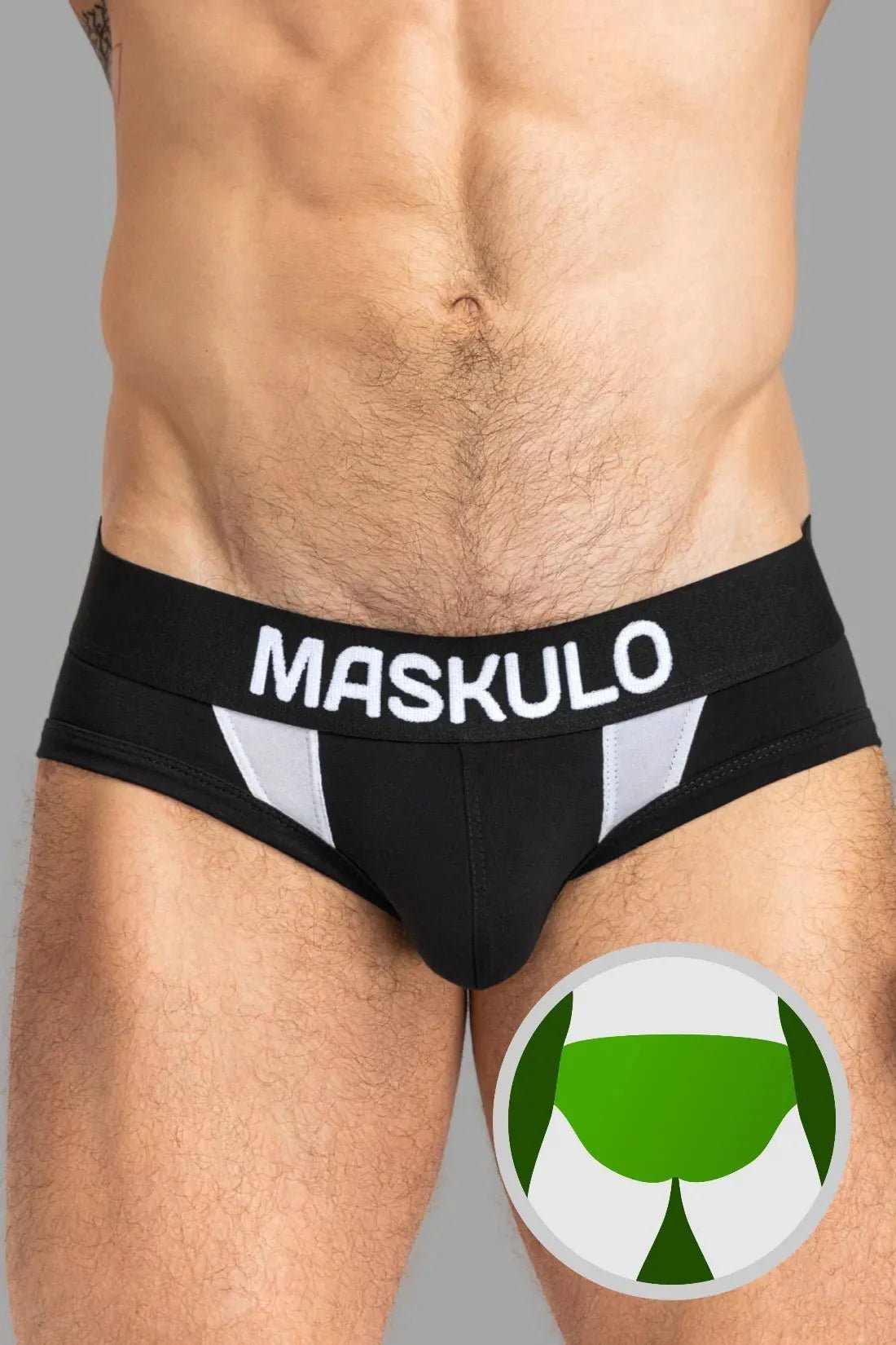 Captain-A Briefs With O-Inside-Pouch. Black And White - MBR143-Y1 1 - www.maskulo.berlin Local City Store
