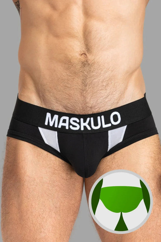 Captain-A Briefs With O-Inside-Pouch. Black And White - MBR143-Y1 - www.maskulo.berlin - Local store