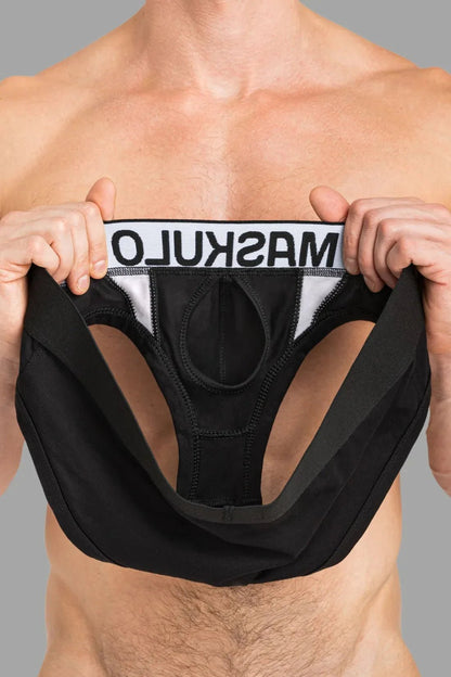 CAPTAIN - A Briefs with O - Inside - POUCH. Black and White - MBR143 - Y3 - www.maskulo.berlin - Local store