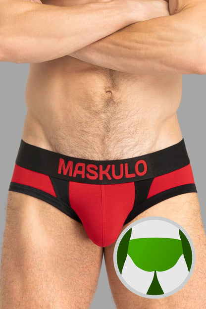 CAPTAIN - A Briefs with O - Inside - POUCH. Red and Black - MBR142 - Y3 - www.maskulo.berlin - Local store