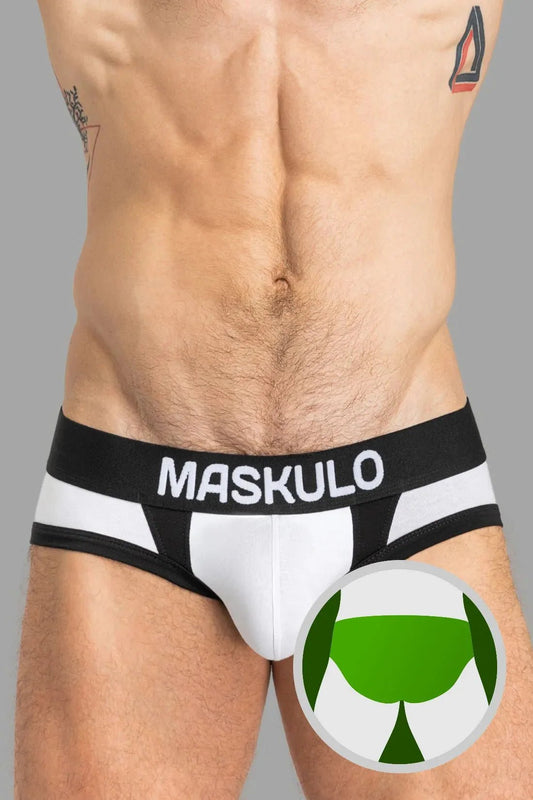 CAPTAIN - A Briefs with O - Inside - POUCH. White and Black - MBR140 - Y3 - www.maskulo.berlin - Local store