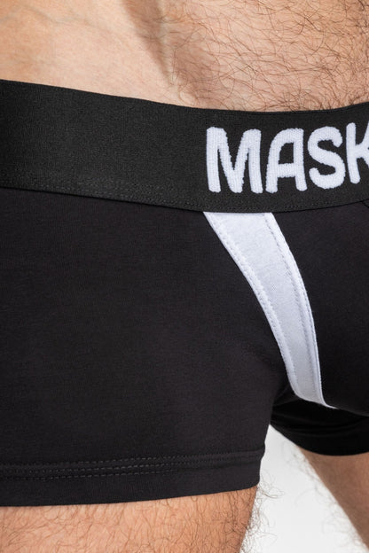 Captain-A Trunk Shorts With O-Inside-Pouch. Black+White - MTR112-Y1 - www.maskulo.berlin - Local store