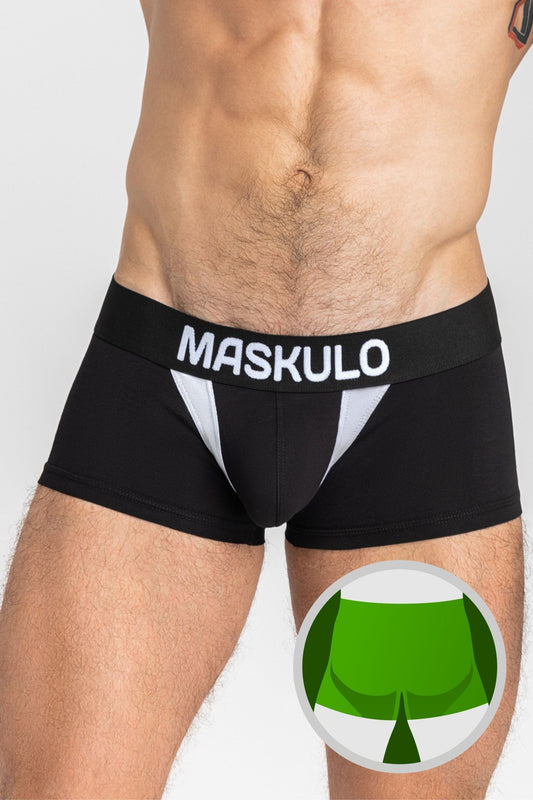CAPTAIN - A Trunk Shorts with O - Inside - POUCH. Black+White - MTR112 - Y2 - www.maskulo.berlin - Local store