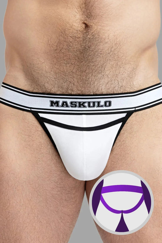 College Cotton Jock. White and Black - MJS136 - Y4 - www.maskulo.berlin - Local store