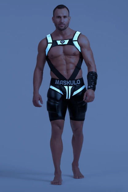 Cycling Shorts 'Big Bulge'. Black And Grey Reflective Light - MSH112-Y1 - www.maskulo.berlin - Local store