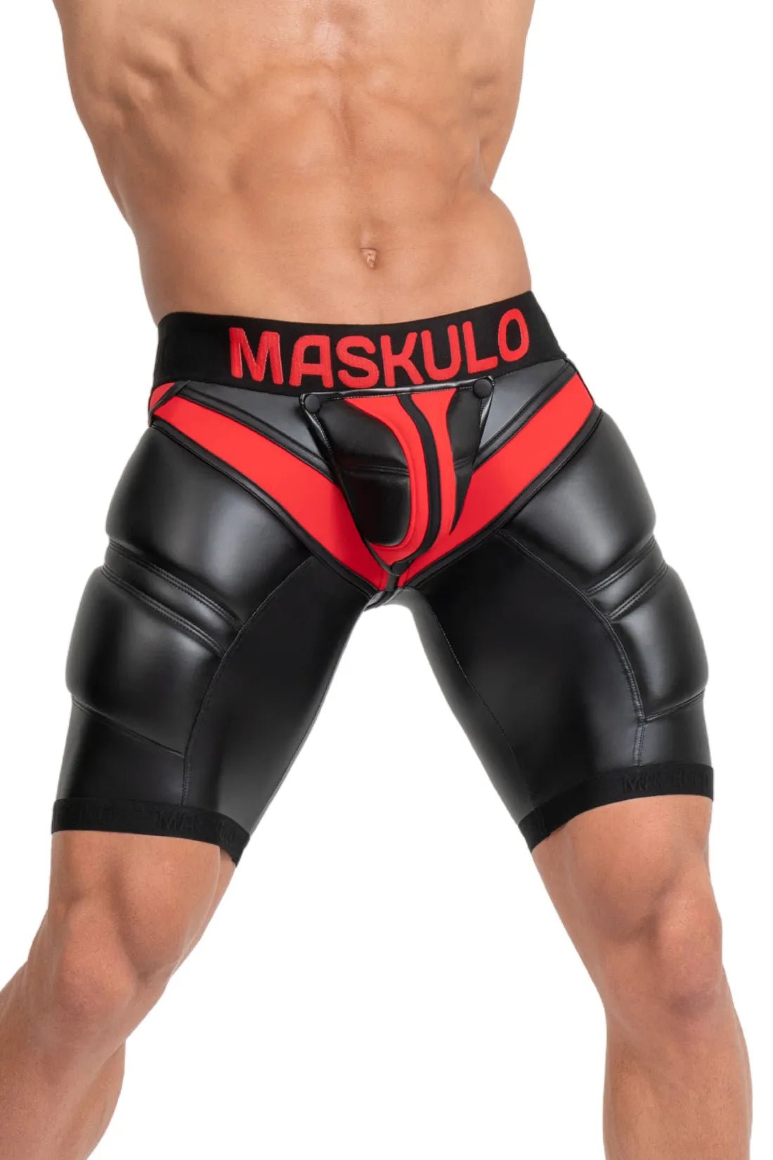 Cycling Shorts 'Big Bulge'. Black+Red - MSH110-Y1 - www.maskulo.berlin - Local store