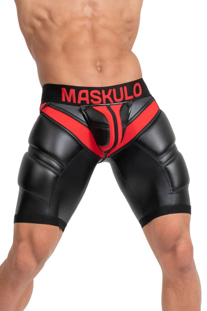 Cycling Shorts 'Big Bulge'. Black+Red - MSH110-Y1 - www.maskulo.berlin - Local store
