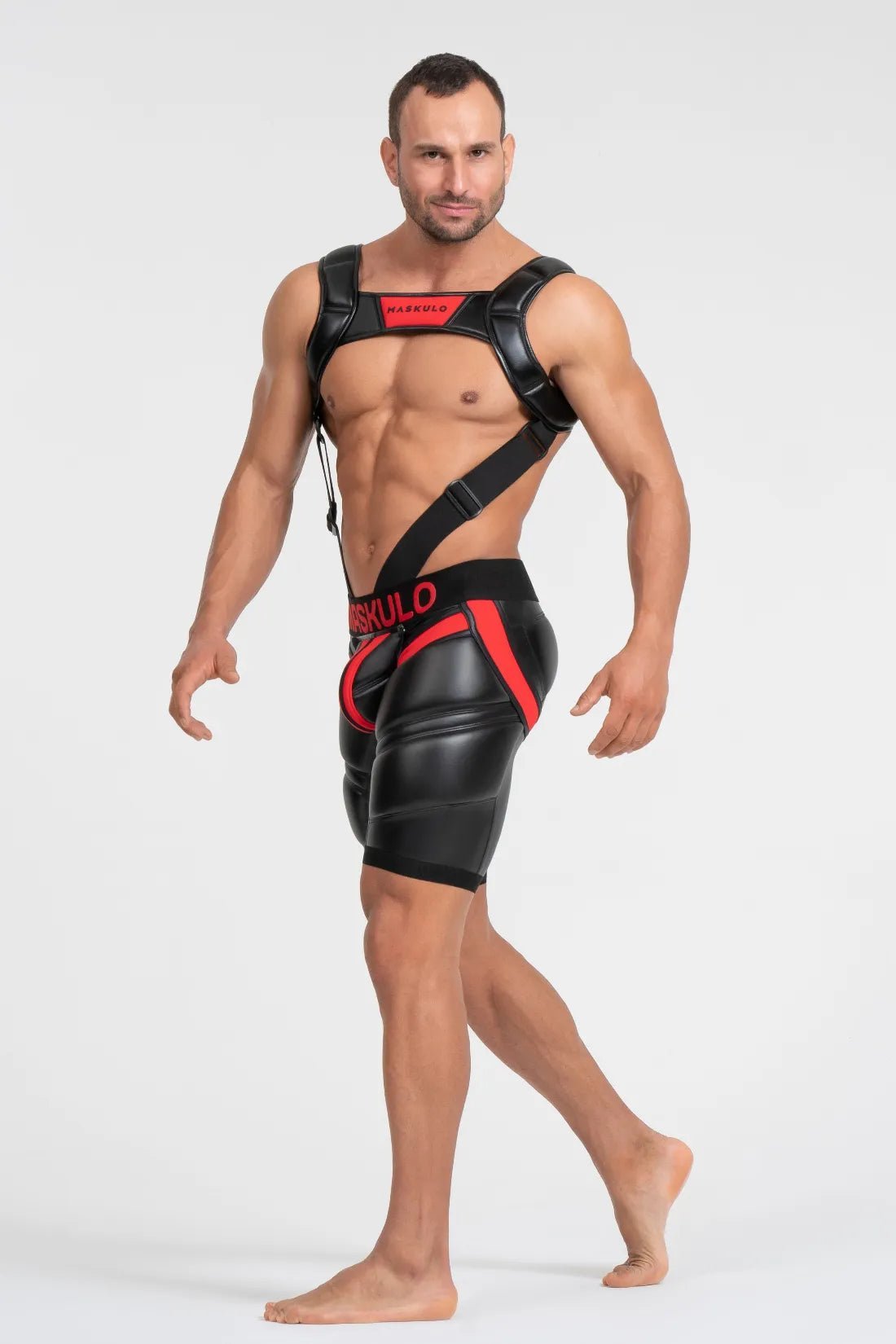Cycling Shorts 'Big Bulge'. Black+Red - MSH110-Y1 - www.maskulo.berlin - Local store