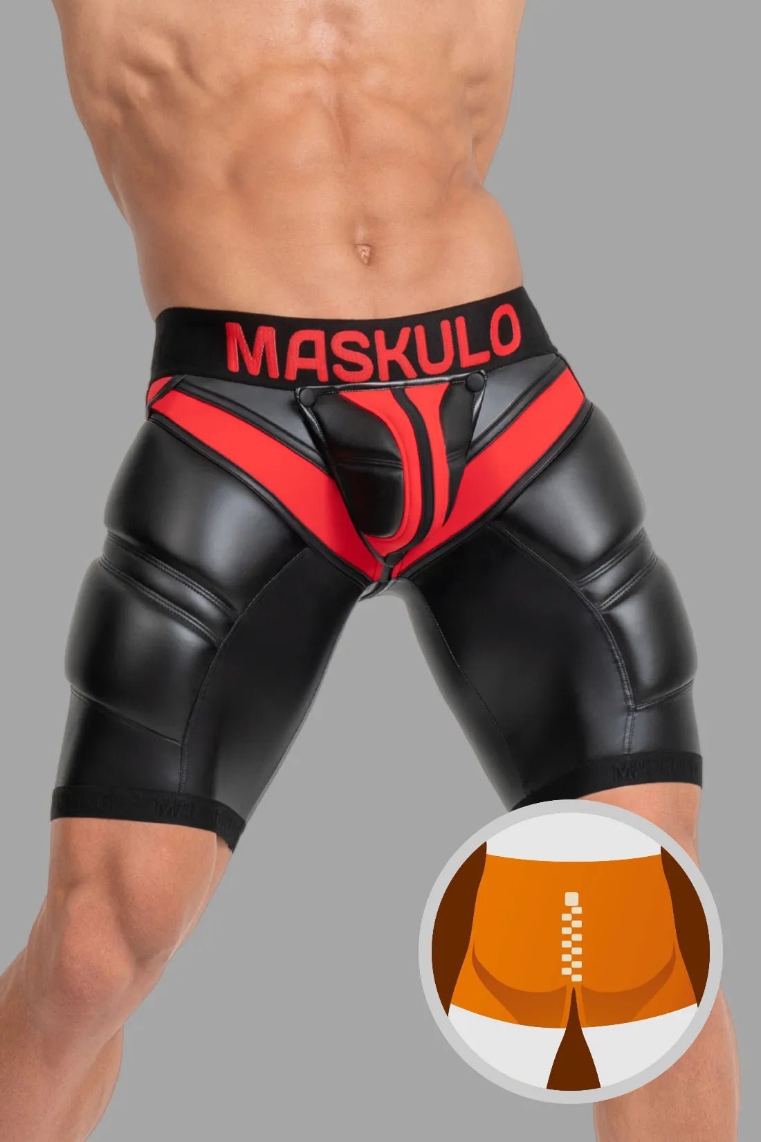 Cycling Shorts 'Big Bulge'. Black+Red - MSH110-Y1 - www.maskulo.berlin - Local store