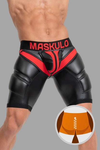 Cycling Shorts 'Big Bulge'. Black+Red - MSH110 - Y1 - www.maskulo.berlin - Local store