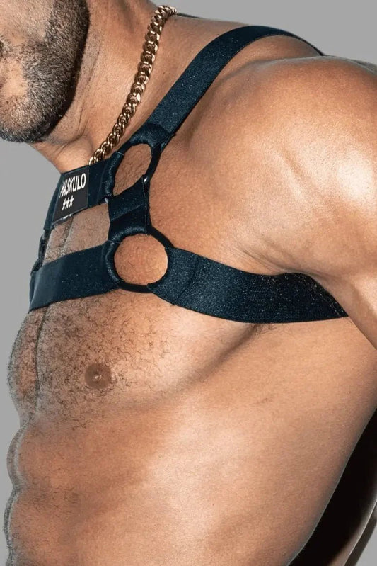 Dean Tropix. Elastic Bulldog Harness. Black - MHR210-Y1 - www.maskulo.berlin - Local store