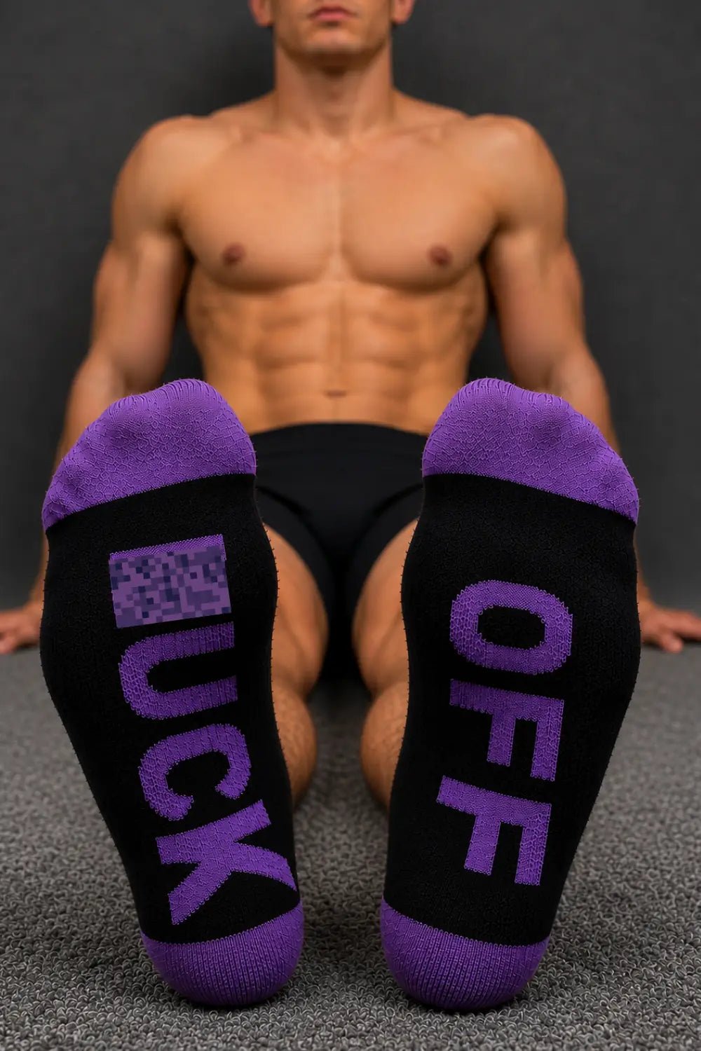 F_CK OFF Crew Socks. Black + Purple - MSC126-YX - www.maskulo.berlin - Local store